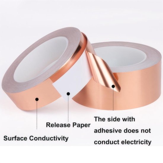 1 Stuk Koperen Plakband, 25mm x 20m, Kopertape Zelfklevend, Enkelzijdig Geleidend, voor Circuits en Elektrische Reparaties — afbeelding 5