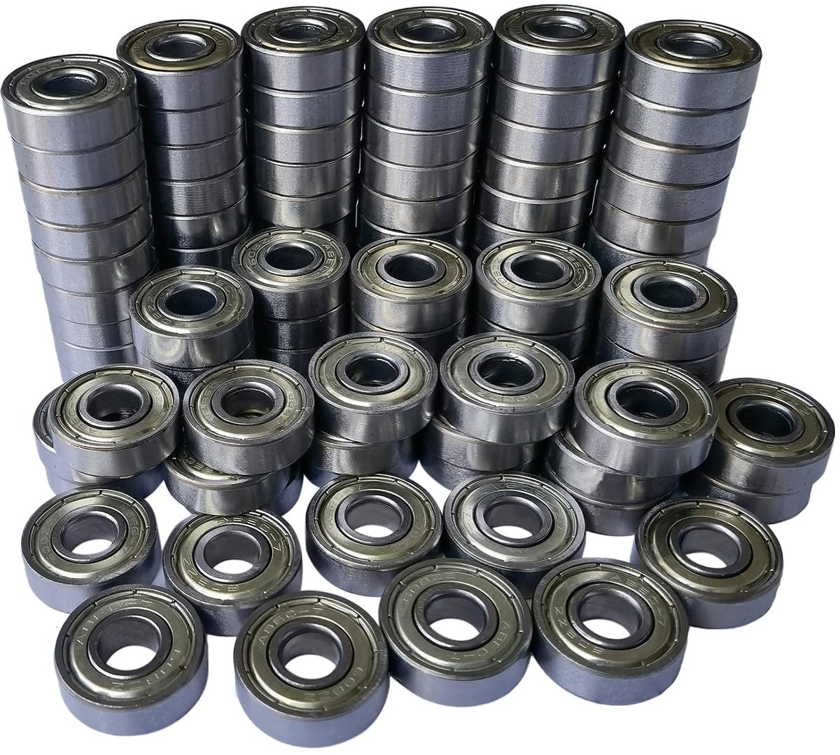 100 PCS 608-ZZ Ball Bearing - Double Metal Sealed Shielded Miniature Deep Groove Bearings for Furniture Wheel,Skateboards, Inline Skates, Scooters, Roller Blade Skates (8mm x 22mm x 7mm)