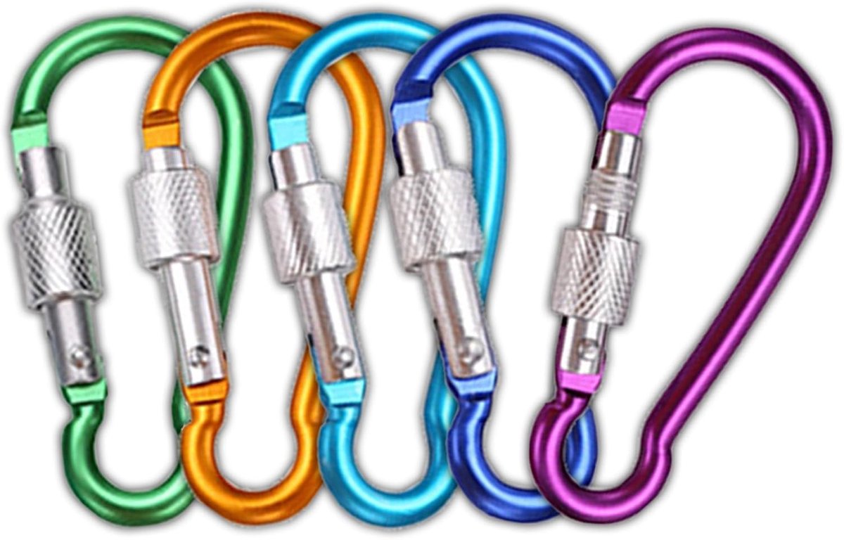 Karabijnhaken, kleine karabijnhaken, kleine karabijnhaken, karabijnhaak voor kamperen, vissen, rugzakken, waterflessen, sleutelhangers, wandelen of reizen
