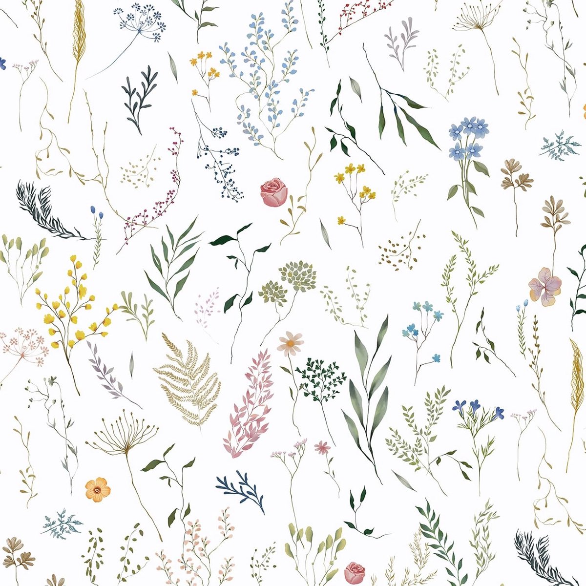 Behang, bloemen, 41 x 300 cm, wit, zelfklevende bloemen, bladeren, verdikt, meubelfolie, zelfklevend, waterdicht, vinyl, plakfolie voor muur, kast, meubels, decoratie