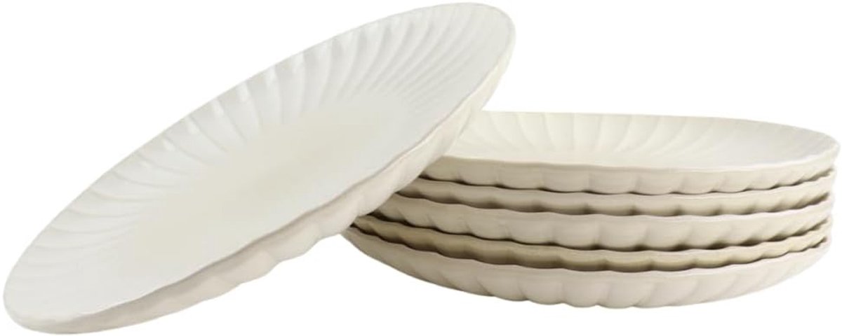 Dinerborden - Bordenset - 6 Persoons - Onderborden - Decoratieve Borden - Tafeldecoratie - 32cm - Wit - Keramiek - SOLIS