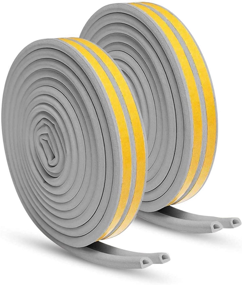 30 m afdichtingstape, 9 mm (breedte) x 6 mm (hoogte), deurafdichting, zelfklevend, deurafdichting, D-profiel/B-profiel, rubberen afdichting voor deuren, raamafdichting, windbescherming, lawaai