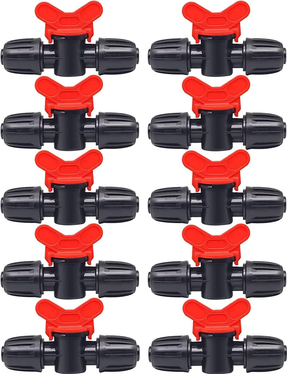 10 stuks druppelirrigatie, weerhaak-kogelkraan, 16 mm, 1/2 inch, druppelirrigatieslang, afsluitventiel, druppelirrigatieonderdelen