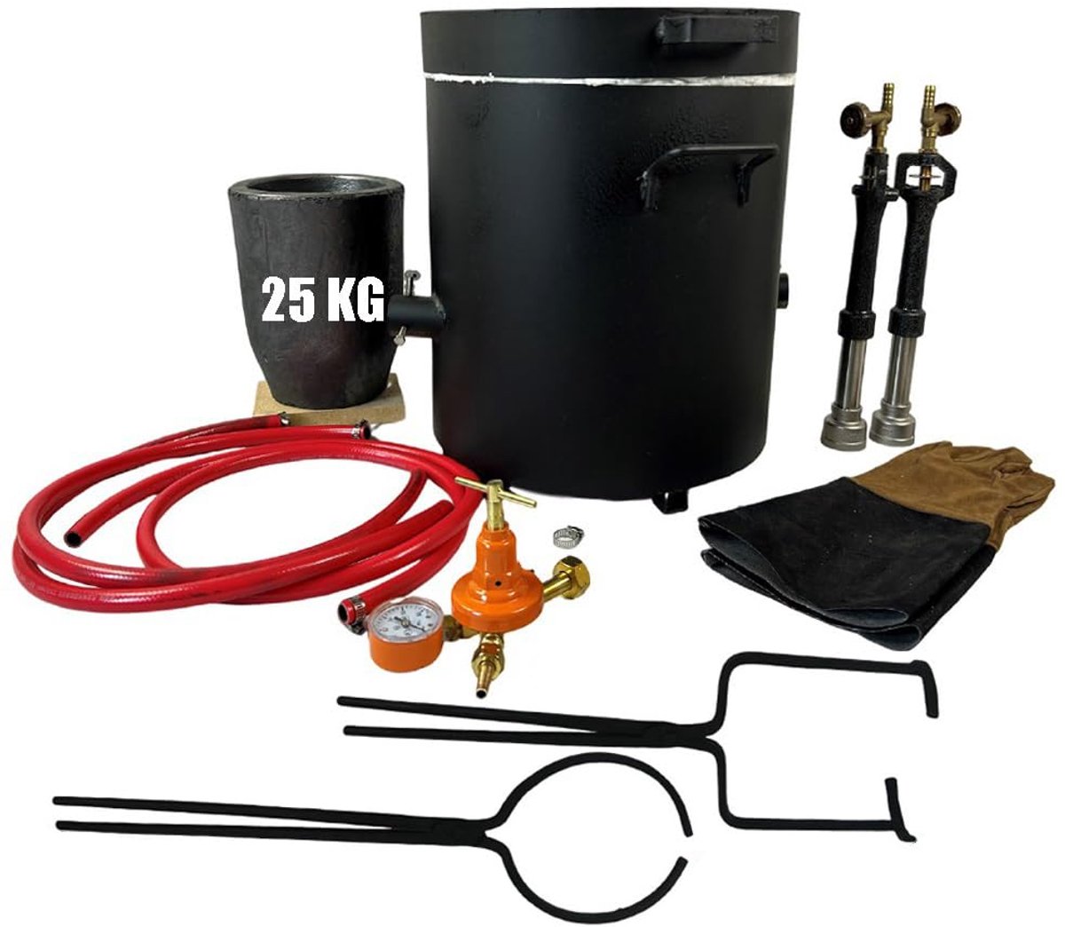 25KG Extra grote propaan gas smeltoven set met grote tiegeltang set, dubbele smeltbrander met regelaar, gieterij klin stookoven voor metaal goud zilver koper aluminium volledig gietgereedschapset