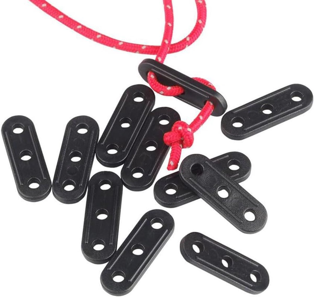 20 stuks plastic koordspanners touw versteller tent guy-line windtouw gesp sluiting spanner voor wandelen camping picknick outdoor activiteiten (zwart)