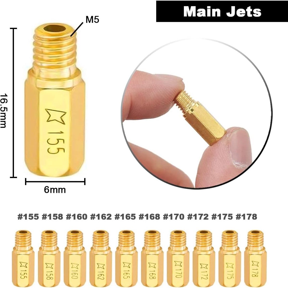 Accessoireset voor carburateurjets 20-delig (10 carburateur hoofdjets en 10 langzame pilotenstraal) voor PWK Keihin OKO CVK KOSO PE PWM carburateur