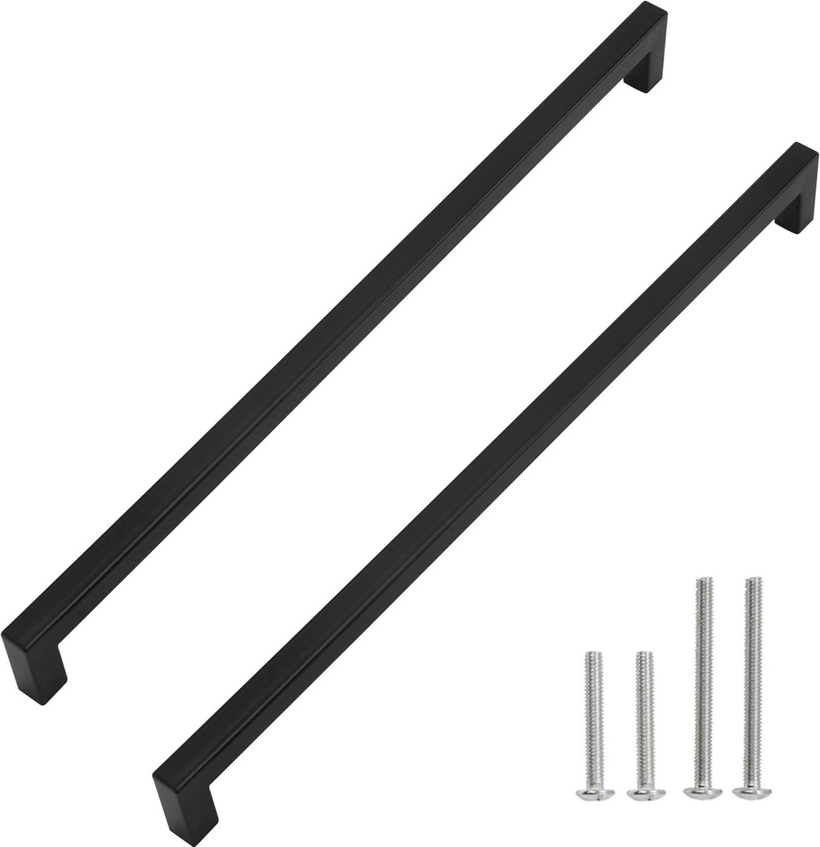 trekt matzwarte kastgrepen vierkante ladehandgrepen, roestvrijstalen keukendeur kast handgrepen, lade hardware handgrepen, 2 stuks 15 inch (384 mm) gatcentra