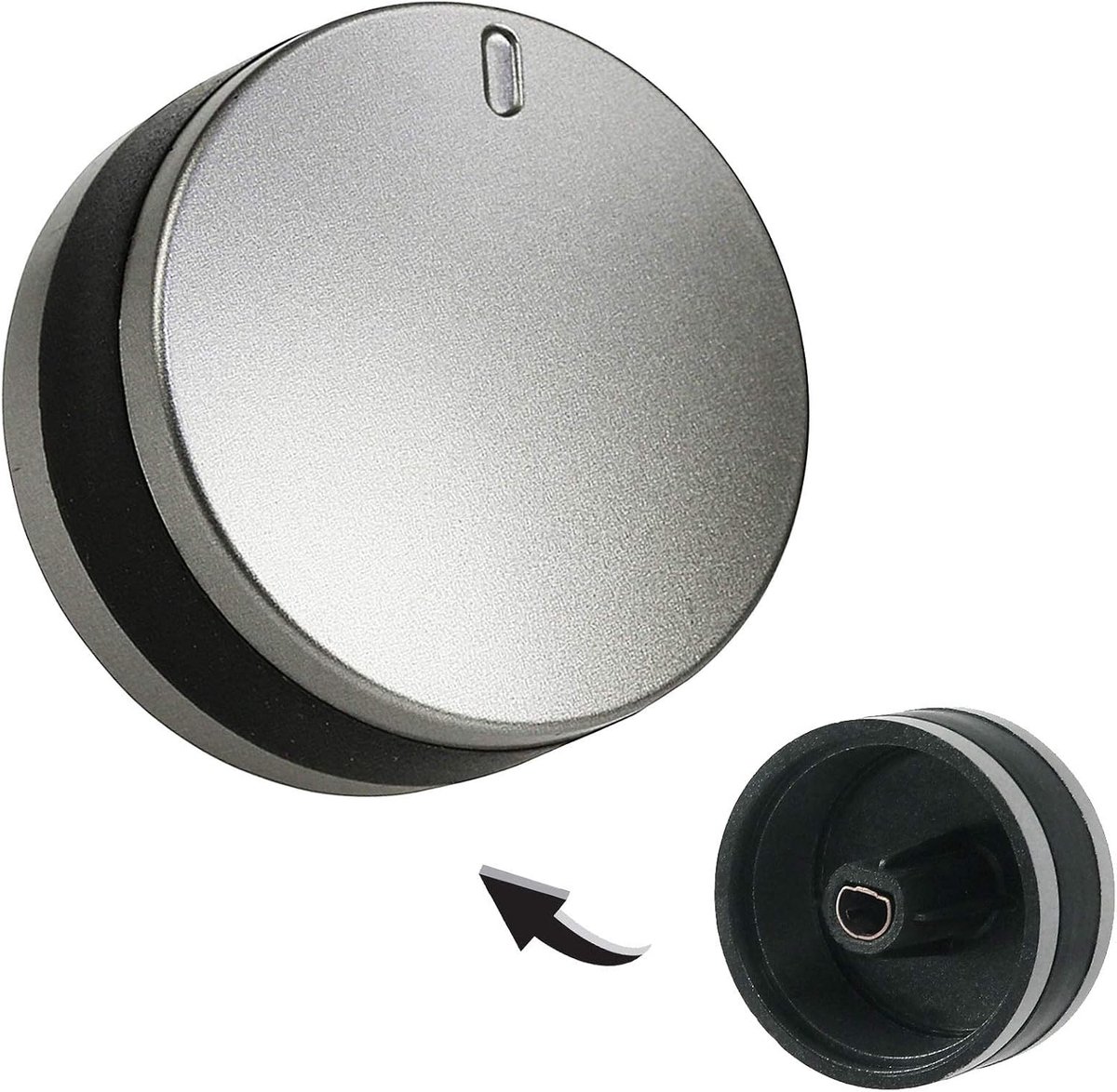 Bedieningsknop voor Lamona 450002486 LAM3200 LAM3204 LAM3401 Oven Fornuis 40 mm Kunststof (Zilver/Zwart)
