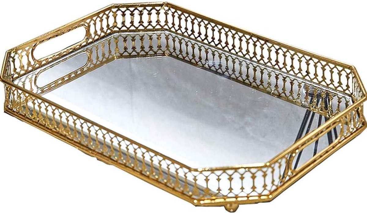 Badkamer spiegel dienblad, cosmetica lade, ijdelheid lade, grote dressoir lade, sieraden display lade, ijdelheid organisator voor accent tabel Decoratieve dienblad (Grootte : 35cm)