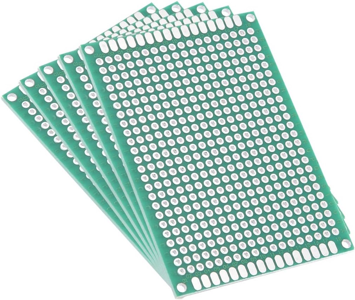 Printplaten, universeel, bedrukt, schakelplaat, 5 x 7 cm, voor doe-het-zelf solderen, elektronische projecten, praktijk, testschakeling, 5 stuks