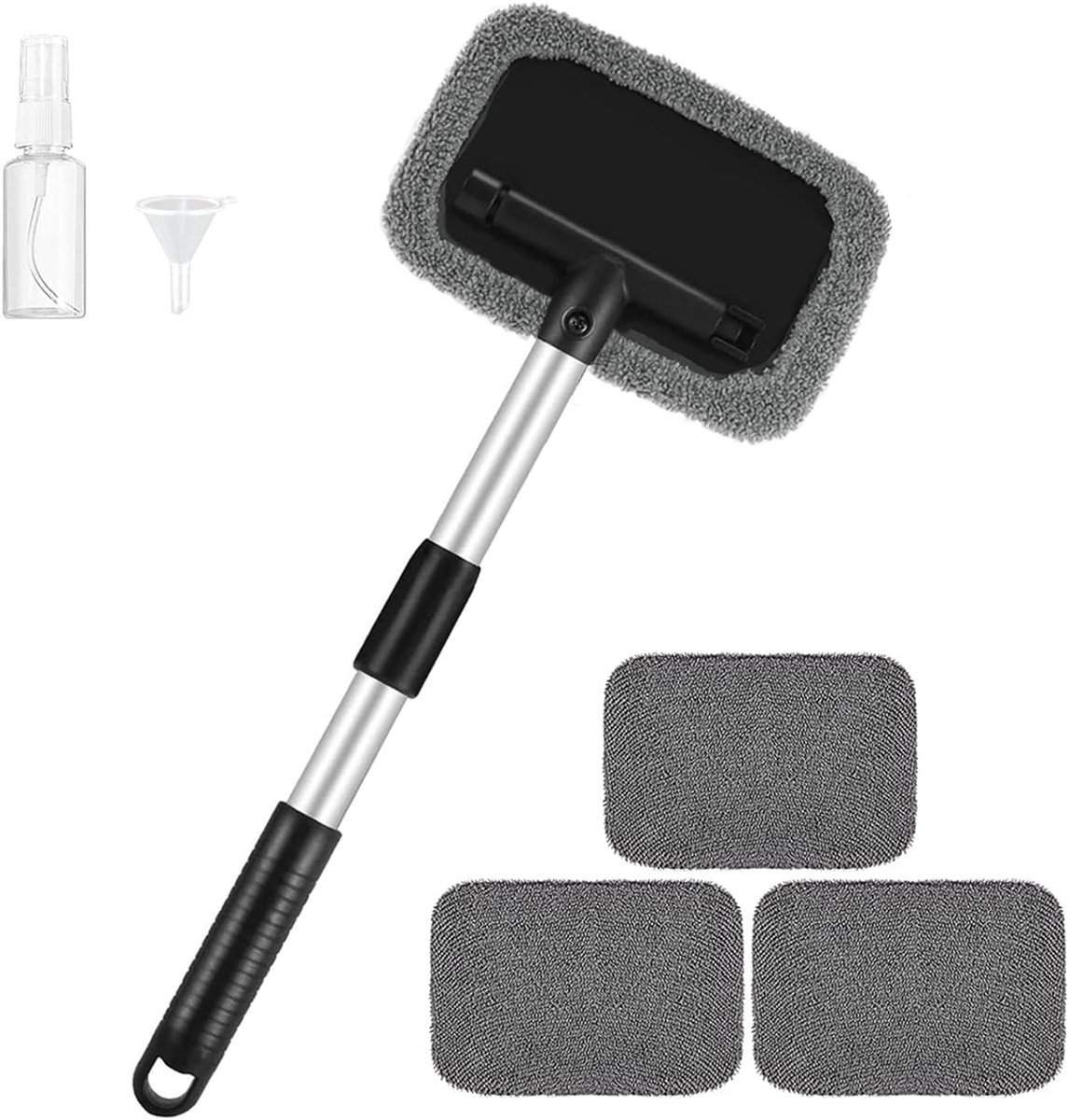 reinigingsborstel voorruit reiniger auto raam voorruit reinigingsgereedschap 4 microvezel pads auto reiniger kit