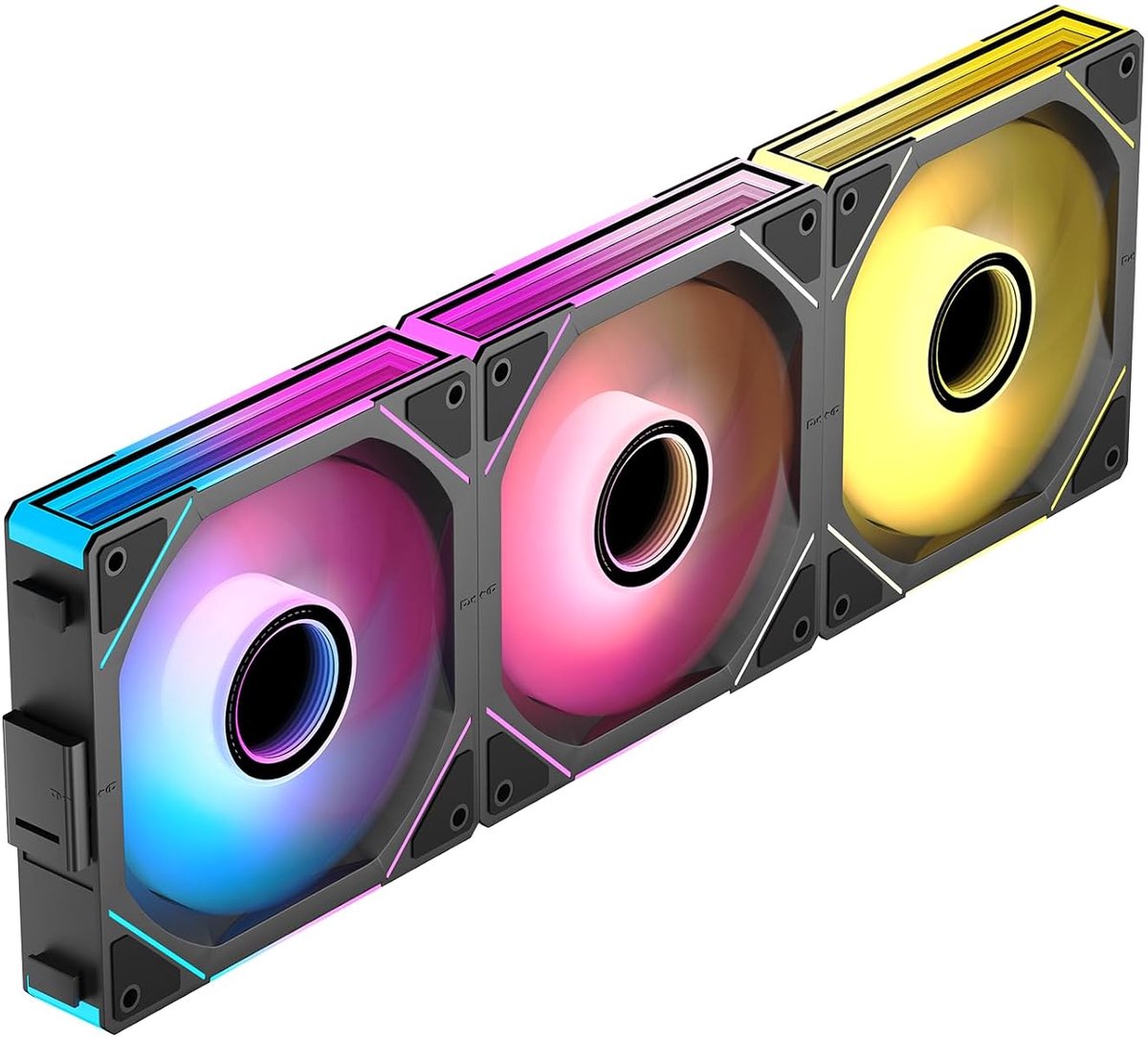 Ventilator, RGB, reversed flow, universeel, infinity-ventilator, 120 mm, ARGB-ventilator, 3-pack, daisy chain, pc-ventilator, zwart