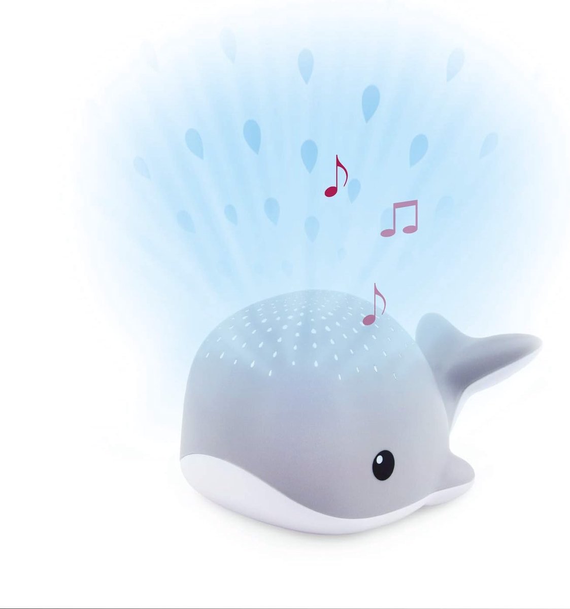 Wally The Whale Projector - Babylichtprojector met rustgevende melodieën, hartslag, oceaangeluid of loungemuziek, variabel volume, huilsensor, automatische uitschakeling