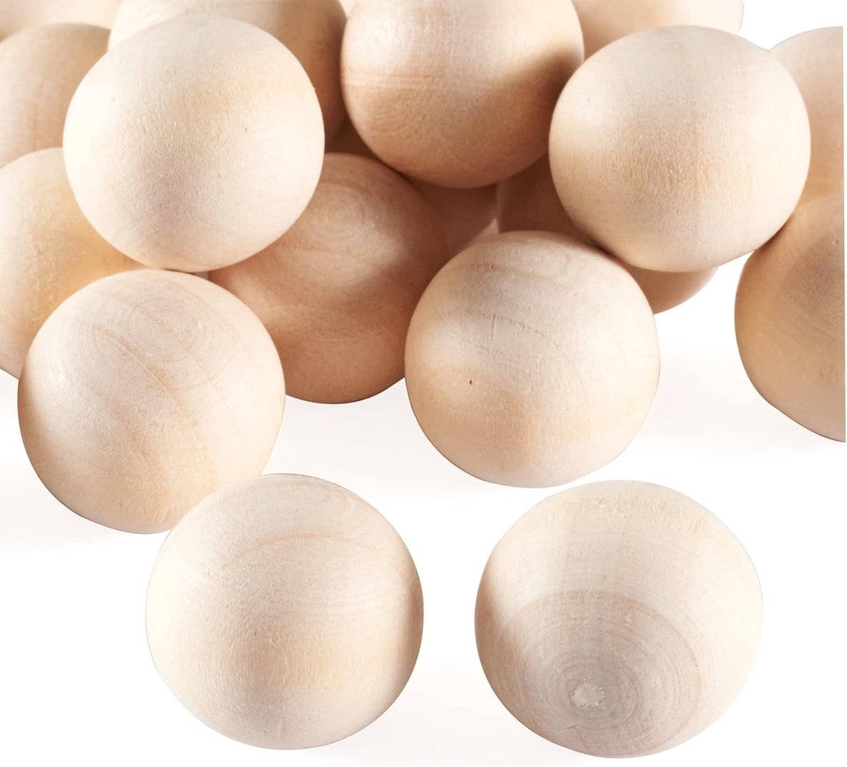 50Pcs Natuurlijke Ronde Houten Kralen 19 ~ 20Mm Geen Gat Houten Bal Spacer Losse Kralen Voor Macrame Ambachten Diy Sieraden Maken Woondecoratie