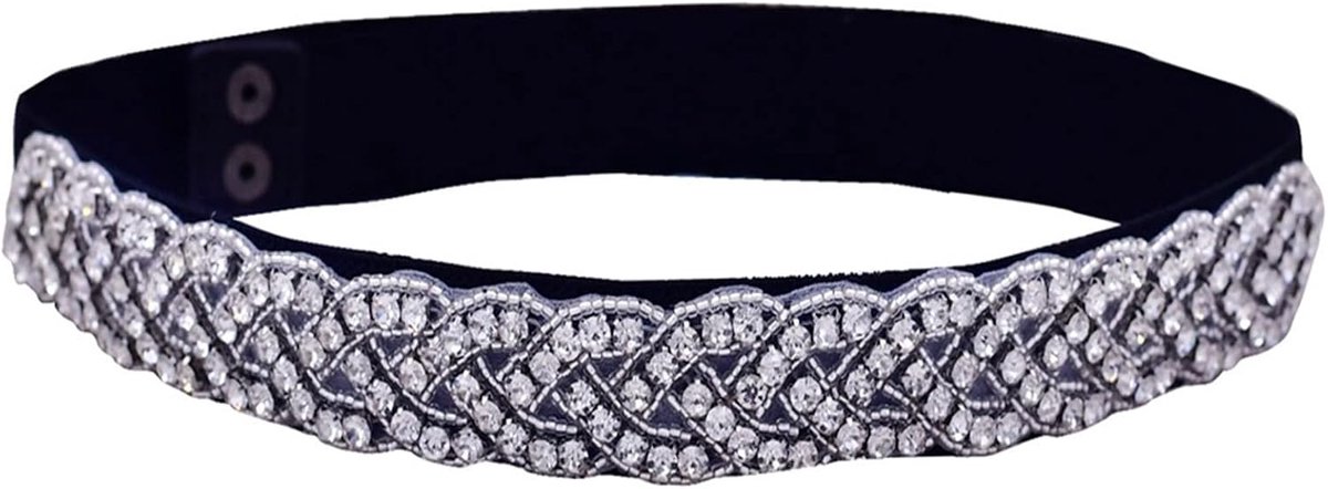kristal bruiloft sjerp bruidsriem, brede tailleband voor vrouwen jurk, riem riem damesriem, satijnen sjerp bruidsriem voor bruiloft, zwart, 68 x 2,5 cm/26,77 x 0,98 Zoll