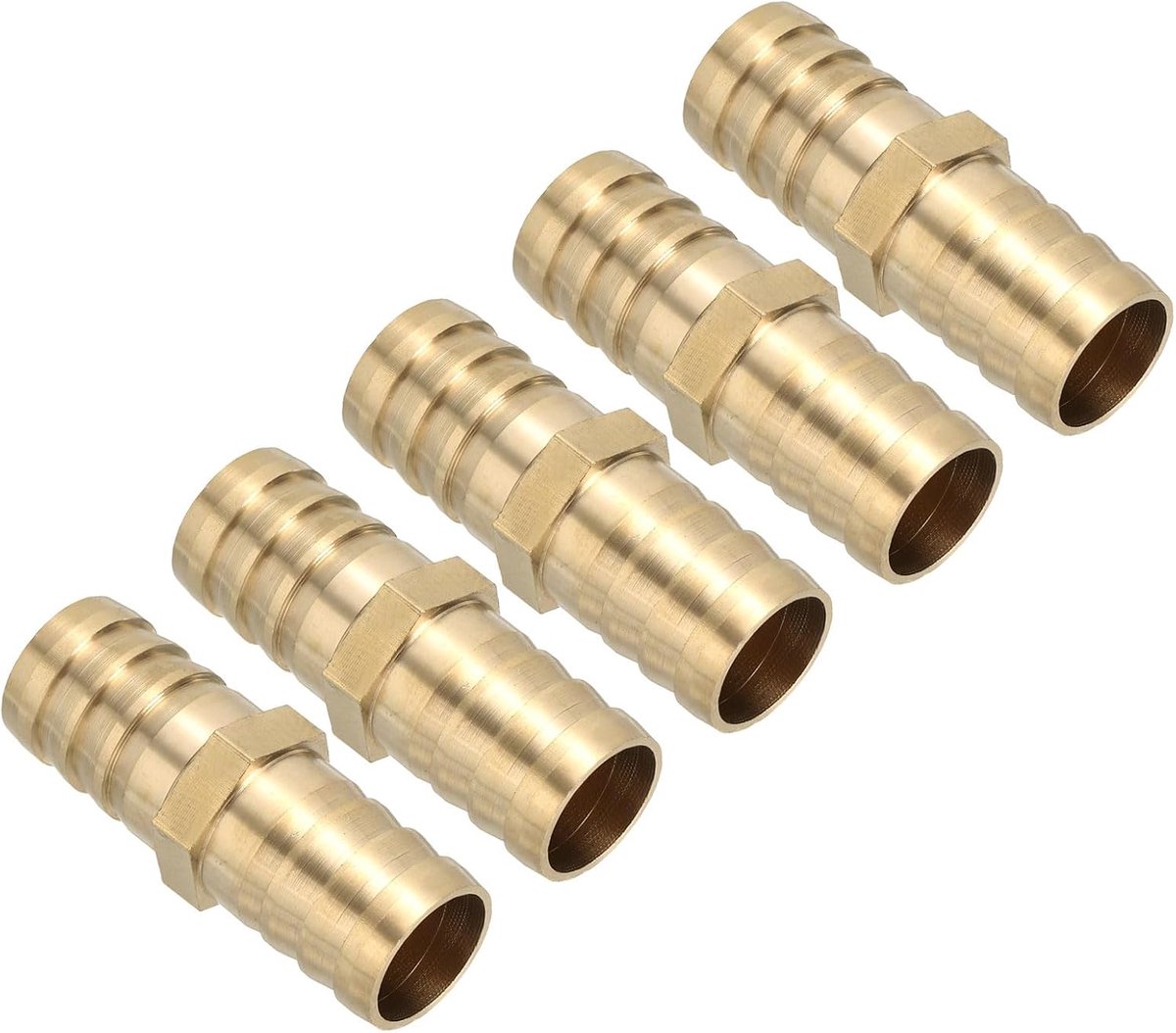 3/4" Messing slang weerhaak koppelstuk, 5 stuks rechte weerhaak unie koppelingen metalen splitter lasser connector getande adapter luchtslang reparatieset voor water olie brandstof gas