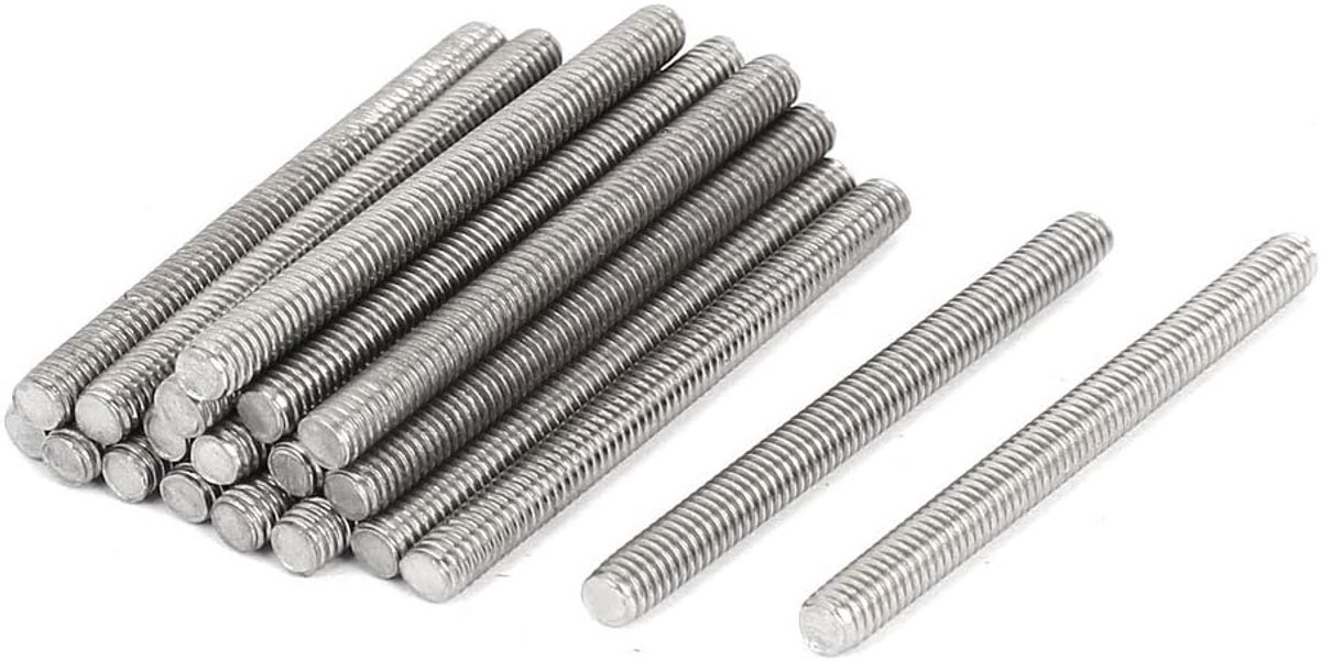 sourcingmap M4 x 45mm 304 roestvrij staal volledig schroefdraad staaf Studs Zilver Tone 20 Stks