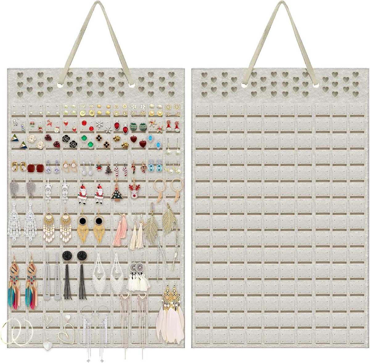 SnelShoppen - Oorbellenhouder Hangende Organizer voor 300 Pairs Wandgemonteerde Sieraad Houder voor Vrouwen en Meisjes (Beige)