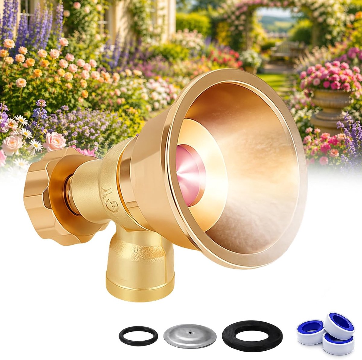 Spuitmond - Landbouwsproeier - Verstelbare spuitmond - Messing verstuivingsspuitmond - 360° tuinslangaansluiting voor landbouw, tuinen, kassen en planten