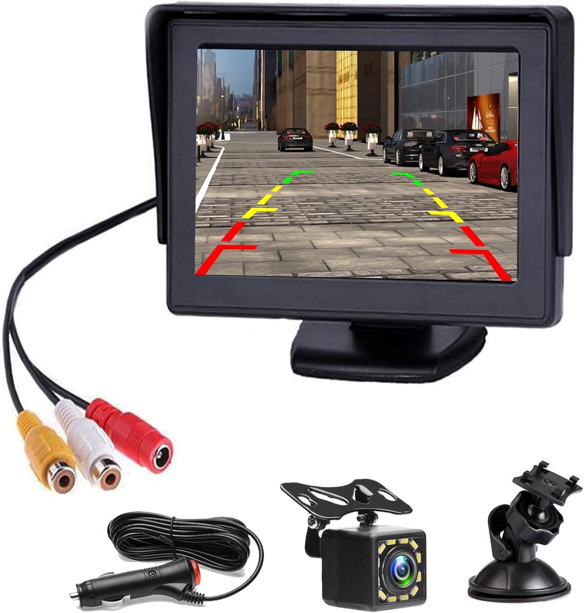 4.3 Inch HD Achteruitrijcamera Voor Auto's, Vrachtwagens, SUV's, Campers - Waterdichte Nachtzicht Achteruitkijkmonitor Met Rasterlijnen