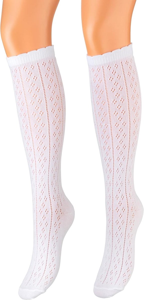 1 paar dirndlkousen voor dames, lange klederdrachtkousen met haaklook, klederdrachtkousen van katoen, klederdracht