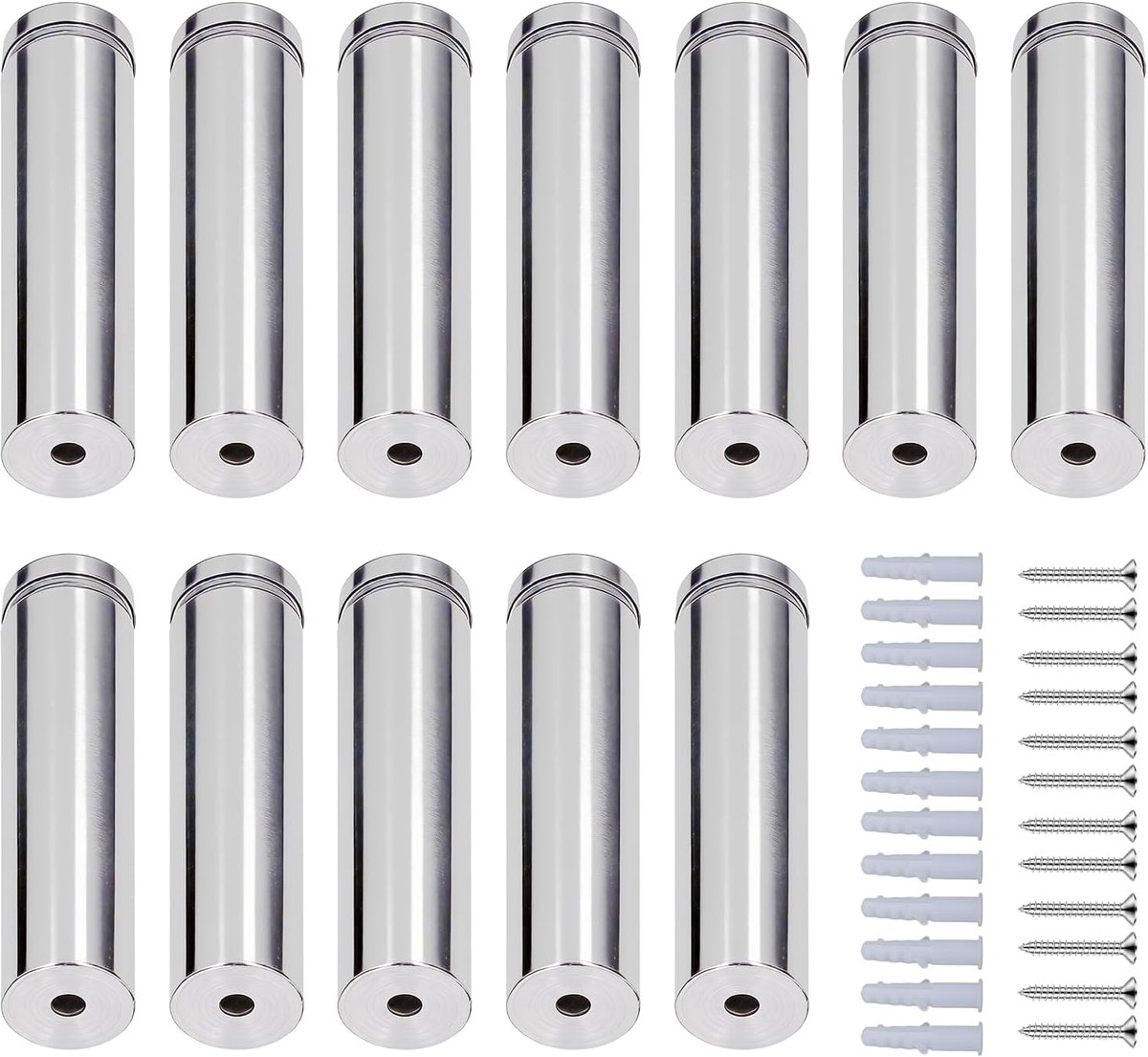 12 Set 19x80mm RVS Standoff Schroeven Reclameschroeven Montage Hardware Standoff Spacer Kit voor het ophangen van een acryl fotolijst