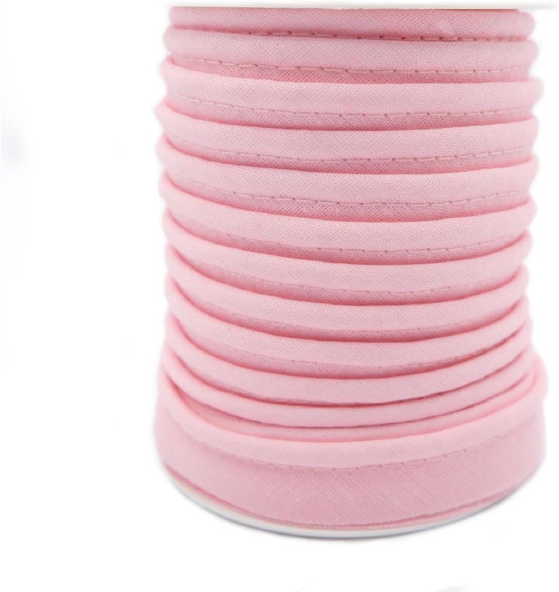 = Randkant Voor Naai-, Decoratie- en Knutselprojecten. Samenstelling 50% Katoen en 50% Polyester. Totale Breedte van 15 mm, Koord van 5 mm en Flap van 10 mm. 10 Meter Haspel - (Roze)