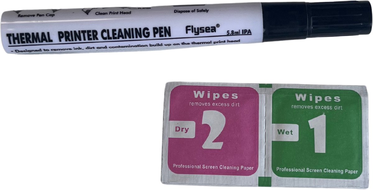 TSD goods Reinigingsset Voor Labelprinters - Printkop Reinigingspen - Reinigingspen thermische printer - printkop onderhoudspen - IPA reinigingspen - inclusief schoonmaakdoekjes
