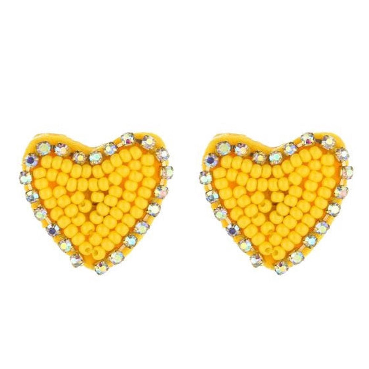 Michelle Bijou Oorbellen Beads Hart geel
