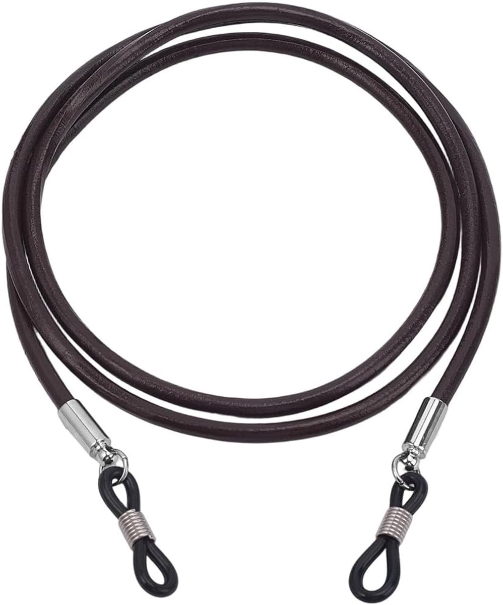 Brillenkoord van rundleer, brillenhouder van leer, kettingen om de nek, brilhouder, koord van echt leer, universeel brillenkoord voor mannen en vrouwen, zonnebrillen (kokosnootbruin), 69.5cm