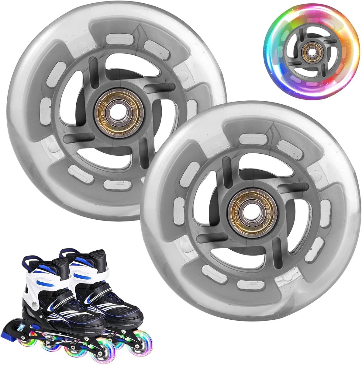 2 Stuks Scooterwielen, 100mm Knipperende Stuntstep Abec 7 Kogellagers, Stuntstepwielen Met Abec-9 Lagers, 85a, Voor De Meeste Stuntscooters En Kickscooters, Voor Kinderen En Jongeren, Indoor Outdoor