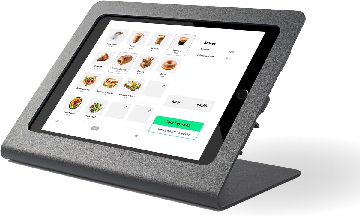 Tablethouder voor Bureau | Beveiligde Stand van metaal voor Zakelijk POS en Retail | Compatibel met iPad 7ᵉ, 8ᵉ & 9ᵉ Gen (2019-2021) | 10,2 Inch | Zwart