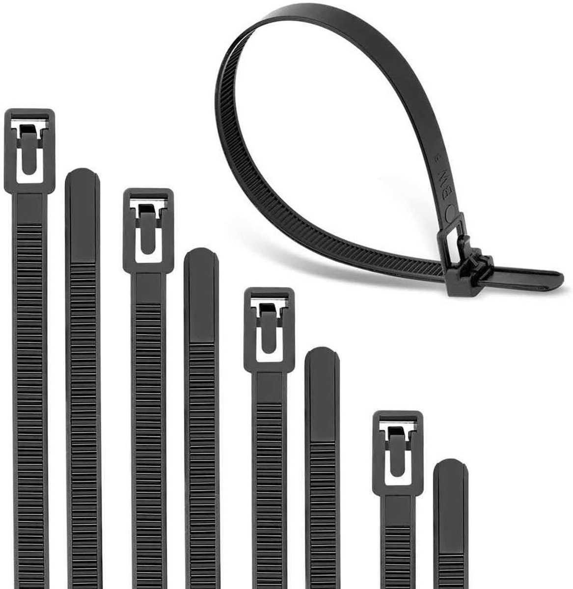 Kabelbinders 12 inch zwaar gebruik ronde uiteinden geen pijn 100 stuks kabelbinders met losclip ultra sterk duurzame zwarte kabelbinders voor binnen en buiten multifunctioneel geen