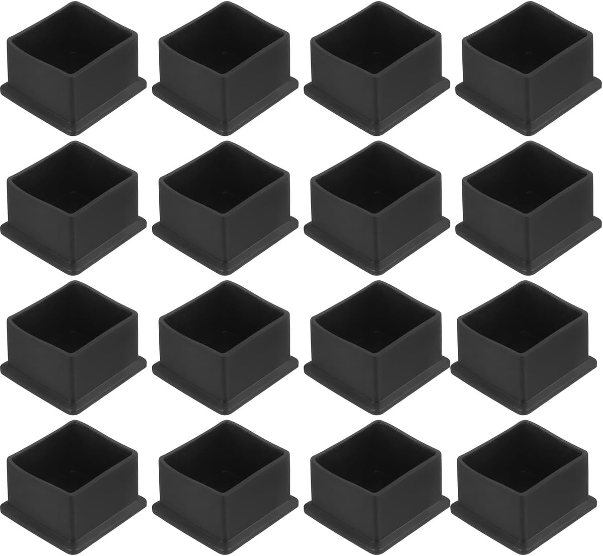 16 stuks vierkante stoelpootdoppen van pvc, 40 mm x 40 mm, OD voor meubelpoten, zwart, pads voor tafels, tuin, kast, bed, meubels