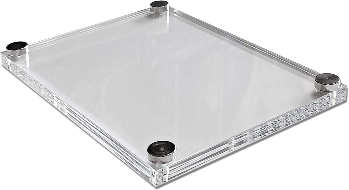 plaat van transparant plexiglas voor het schroeven van acrylframe met metalen afdekkingen (5 + 5 mm, 19 x 14 cm)