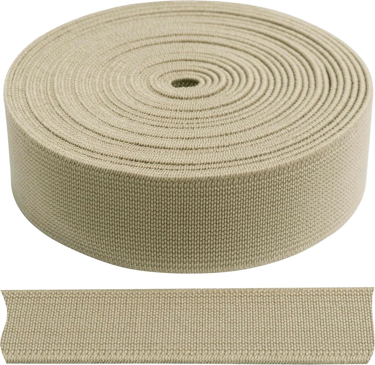 - C67766 - Geweven platte elastische band/riem 3 m - breedte 20 mm - kleur beige