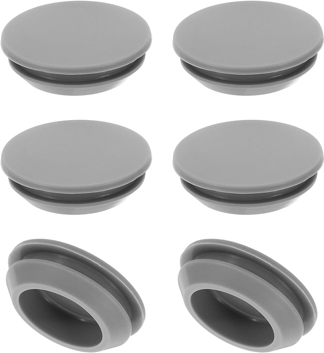 Siliconen gatplug met diameter van 20 mm, 6 stuks, ronde klikbare meubelknop, beschermkap, kop geschikt voor gat van 2,5-20 mm, voor afdichting, schotcilindergat, grijs