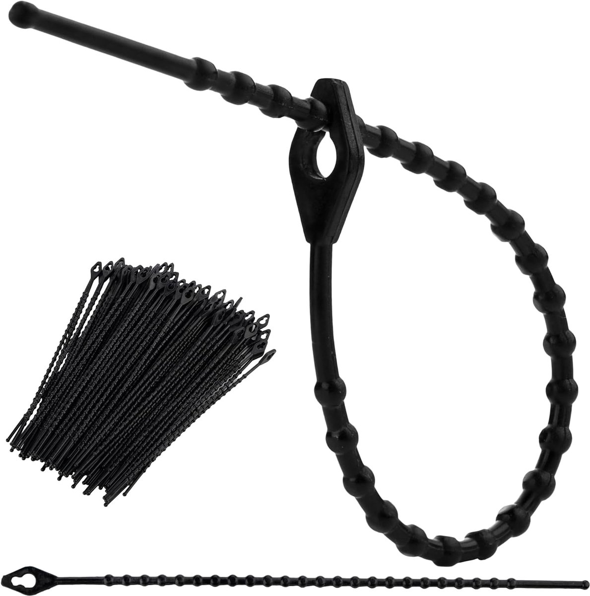 Kabelbinders, 150 mm, 100 stuks, verstelbare kabelbinders voor kabelbeheer, tuinplanten, binnen en buiten, weerbestendig