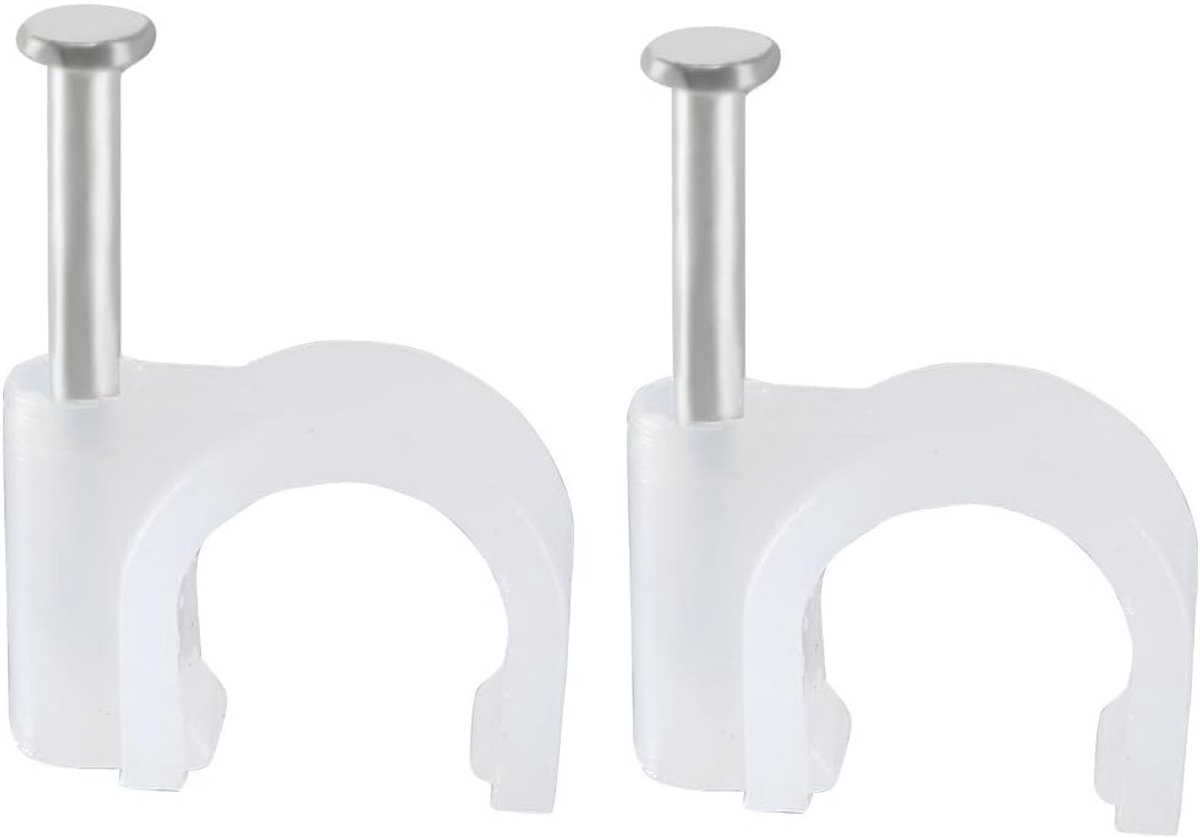 sourcing map 200stk muurbeugel spijker elektrische kabeldraad kabelklem zadel 6 mm wit Round 9mm 40pcs