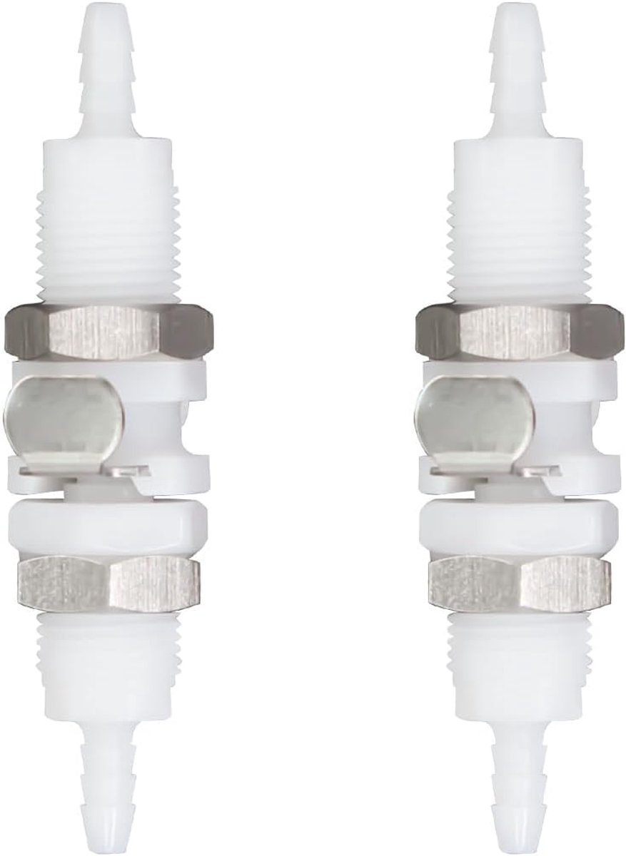 2 stuks 1/8 "plastic slang snelkoppeling met afsluitventiel, paneelmontage slang buis connector, mannelijk vrouwelijk snelkoppelingen (2 mannelijk + 2 vrouwelijk)