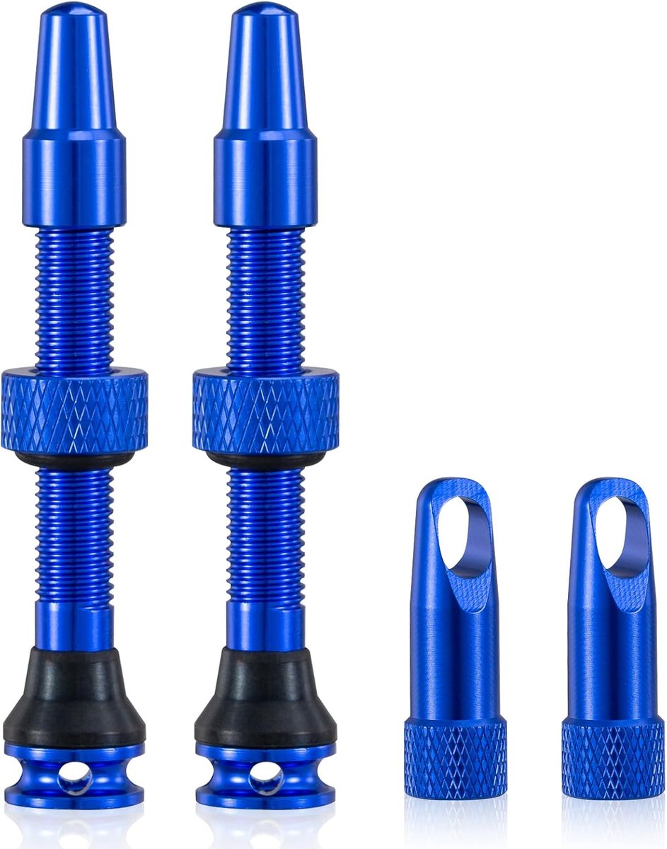2 stuks Bike Tubeless Presta-ventielsteel, blauw (44 mm) | Geïntegreerd gereedschap voor het verwijderen van de kern