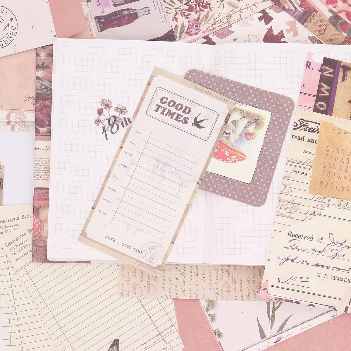 Scrapbooking Supplies Kit, Esthetische Scrapbook Kit met A6 Grid Notebook, DIY Journaling Supplies, Verjaardag Craft Gift voor Tiener Meisje Kid Vrouwen (Bruin)
