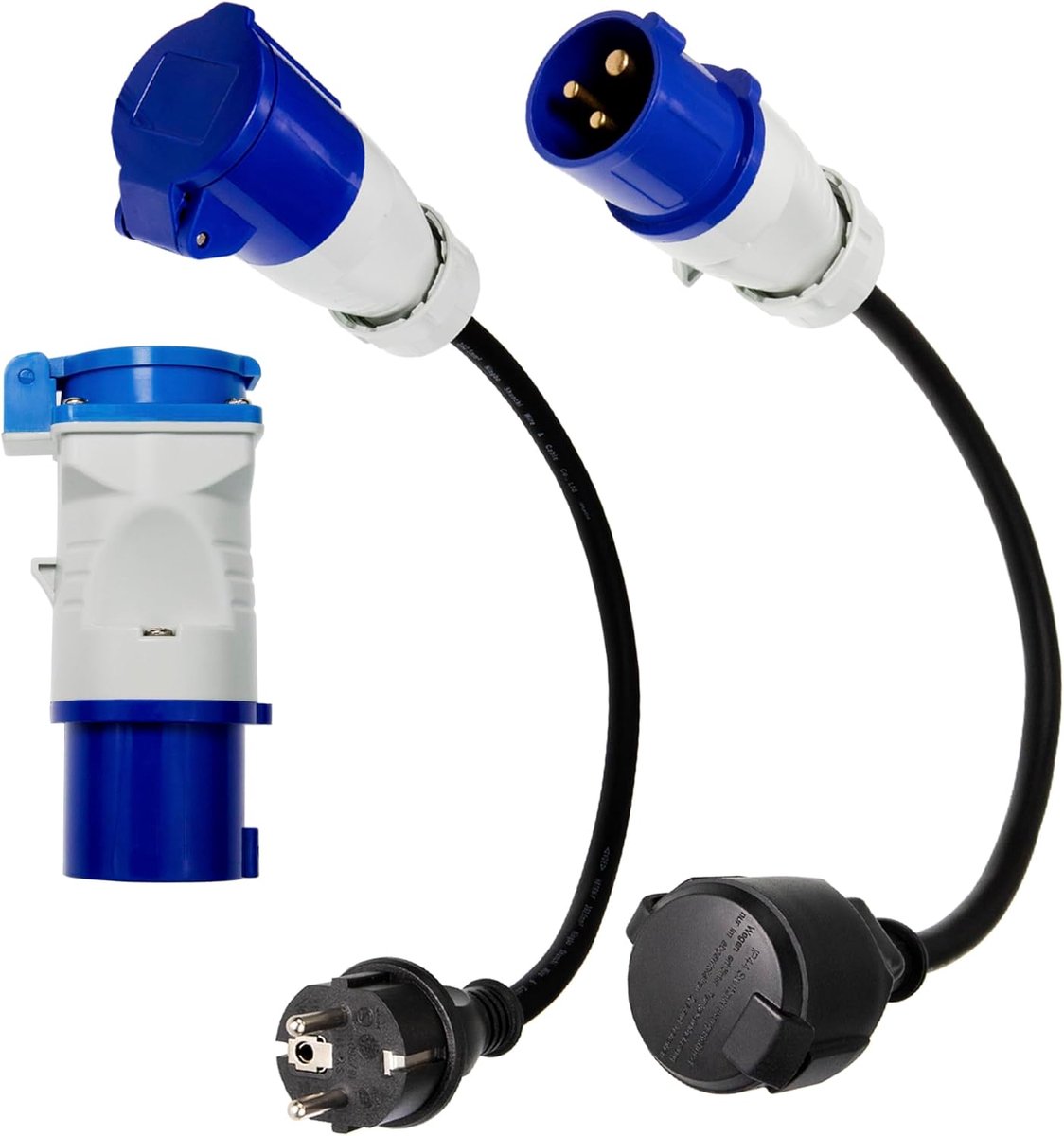 3 x CEE naar Schuko-adapterstekker 230 V 16 A voor camping en camper