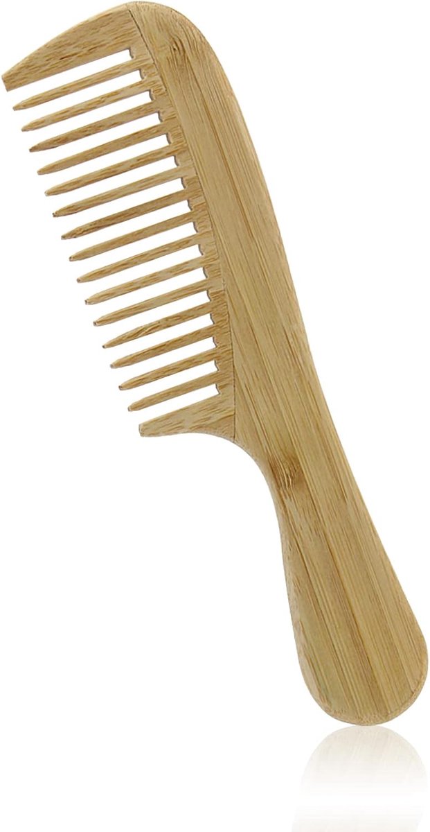 Bamboekam met grote tanden voor golven, krullend, golvend haar, recht en dik, lichte ontwarraar voor vrouwen (3 mm tandbreedte)