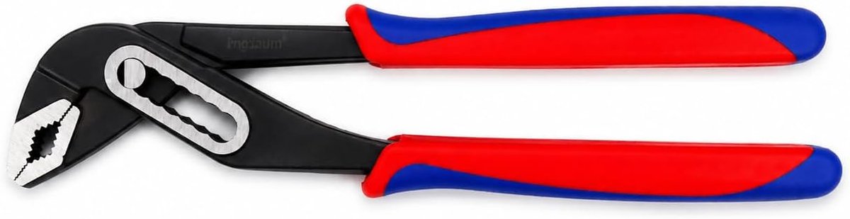 Waterpomptang Professioneel | Gesmeed koolstofstaal, Fijn gepolijst, 2K-handgrepen blauw/rood, Set of los verkrijgbaar