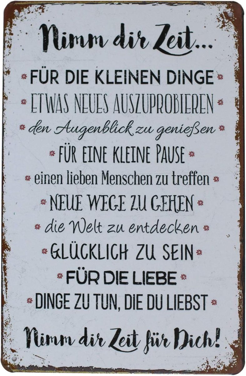 Dir Zeit Für Die Kleinen dingen Vintage metalen bord Poster Wandbord Wand Decoratie metalen bord deurplaat