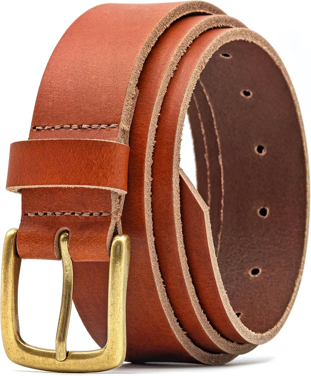 Ridge Gemaakt in Engeland 34 mm volledige lederen riem met messing kleur gesp