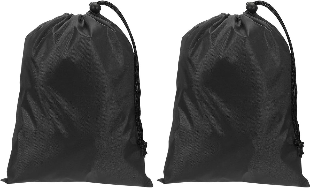 Polyester waszak, 2 stuks 40 x 30 cm zware reistas met trekkoord, scheurbestendig, opslag voor vuile kleding voor reizen, kamperen, studentenkamer, zwart