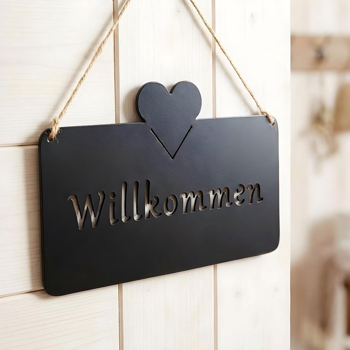 levandeo Bord Welkom 25x16 cm Buiten tuindecoratie zwart mat hart metaal deurplaat muurdecoratie buitendecoratie