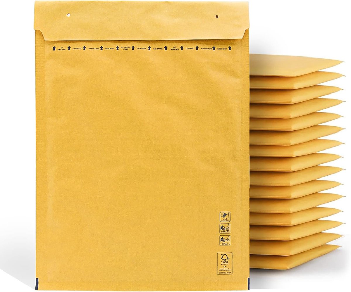 m-office m-office Luchtkussenenveloppen, noppenenveloppen, kraftpapier, verzendtassen voor pakketzendingen in verschillende maten, luchtkussenenveloppen, 270 x 360 mm, 10 stuks